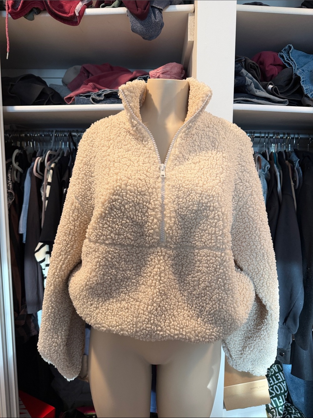 LPA Cozy Cream Sherpa Zip-Up Jacket size small